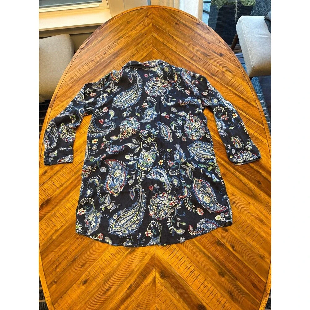Lauren Ralph Lauren Preppy Beachy Paisley Cover up Button-Down Shirt Women